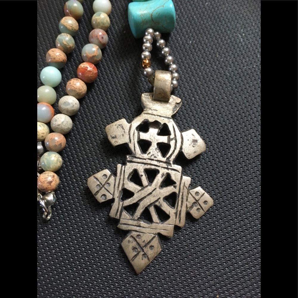 Amazonite, turquoise & pearl necklace
